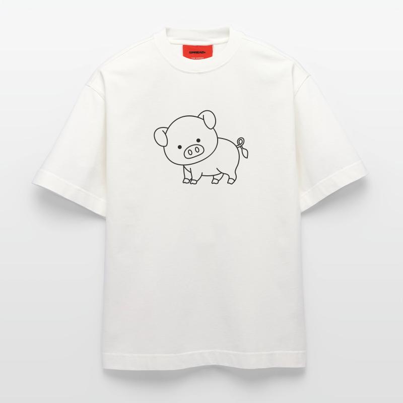 Cochon T-shirt bio épais oversize fabriqué en UE