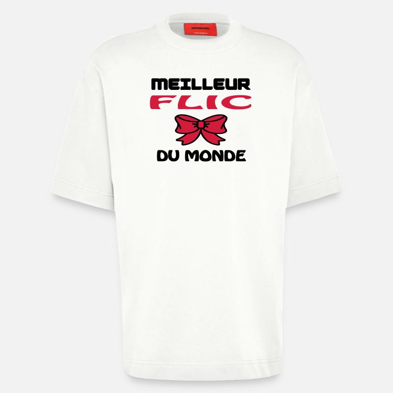 BESTER COP DER WELT - Heavyweight T-Shirt - made by SPREAD  - OFF WHITE