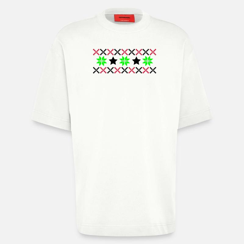winter norwegen muster - Heavyweight T-Shirt - made by SPREAD  - OFF WHITE