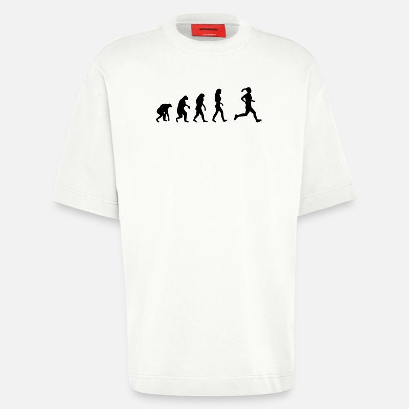 jogging evolution frauen - Heavyweight T-Shirt - made by SPREAD  - OFF WHITE