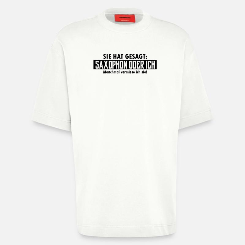 saxophon oder ich - Heavyweight T-Shirt - made by SPREAD  - OFF WHITE