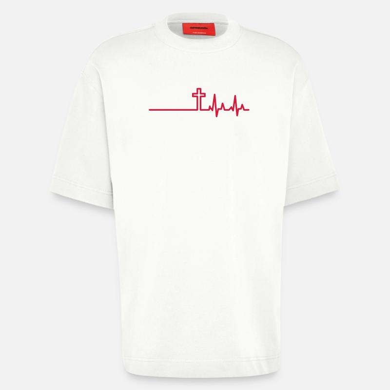 Herzfrequenz Geschenkidee - Heavyweight T-Shirt - made by SPREAD  - OFF WHITE