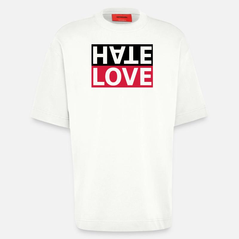 Hate Love Hass Liebe Statement - Heavyweight T-Shirt - made by SPREAD  - OFF WHITE