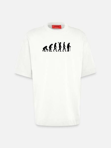 Evolution Pensioner - Heavyweight T-Shirt - made by SPREAD  - OFF WHITE