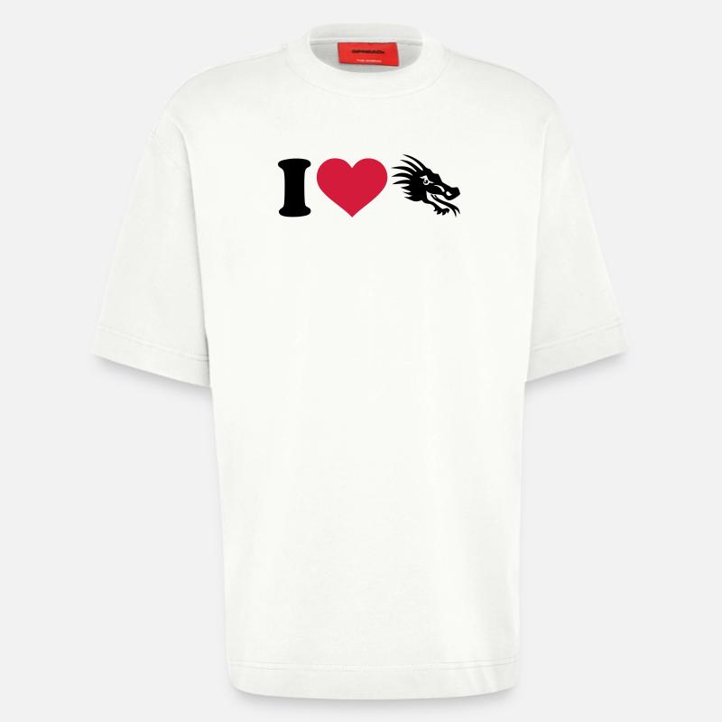 I love dragons - T-shirt bio épais oversize fabriqué en UE - OFF WHITE