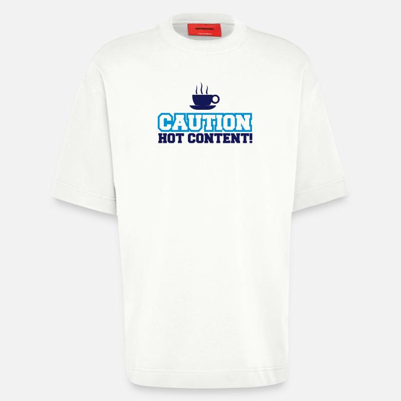 Caution Hot Content - Heavyweight T-Shirt - made by SPREAD  - OFF WHITE