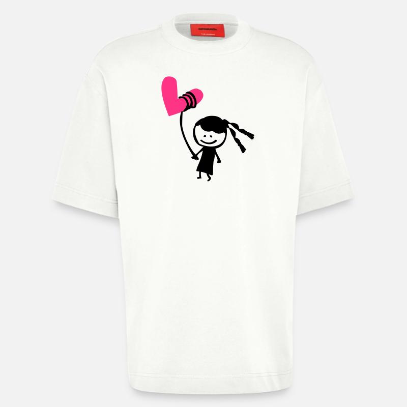 Kleines Mädchen mit Herzballon - Heavyweight T-Shirt - made by SPREAD  - OFF WHITE