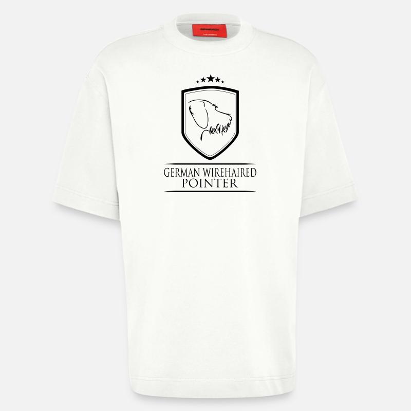 GERMAN WIREHAIRED POINTER WAPPEN - Heavyweight T-Shirt - made by SPREAD  - OFF WHITE
