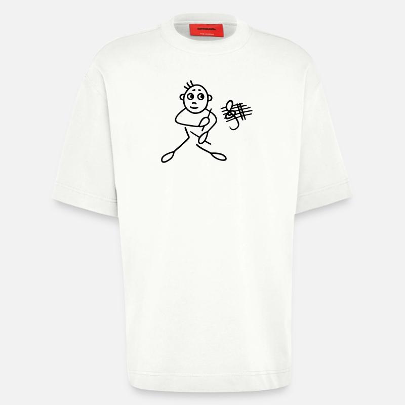 Drummer with clef - Heavyweight T-Shirt - made by SPREAD  - OFF WHITE