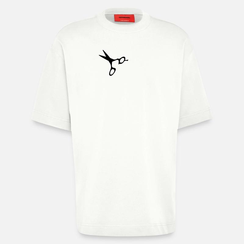 ciseaux coiffure coiffeur coiffeuse dessin - T-shirt bio épais oversize fabriqué en UE - OFF WHITE