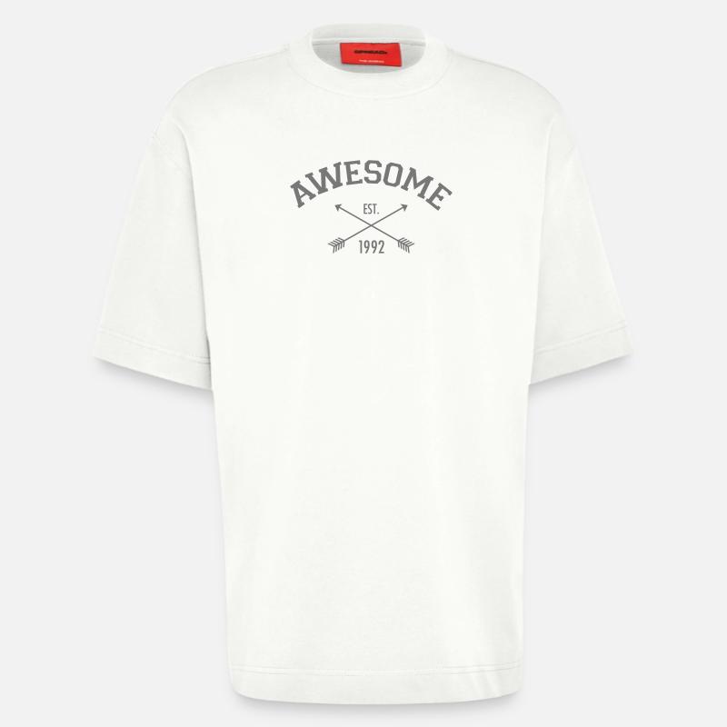 Awesome Est 1992 - T-shirt bio épais oversize fabriqué en UE - OFF WHITE
