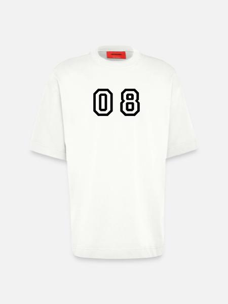 number - 08 - zero eight - Heavyweight T-Shirt - made by SPREAD  - OFF WHITE