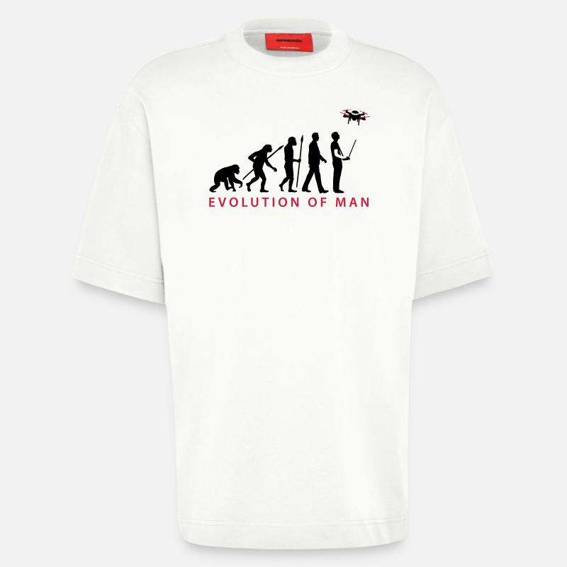 Evolution Modellflieger Drohne 4 Propeller - Heavyweight T-Shirt - made by SPREAD  - OFF WHITE