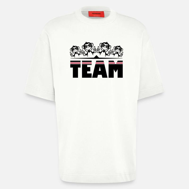 Affe Bier Team Drinking - Heavyweight T-Shirt - made by SPREAD  - OFF WHITE