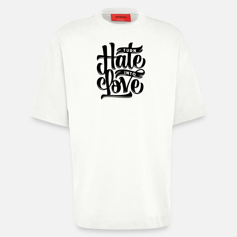 Turn Hate Into Love - Heavyweight T-Shirt - made by SPREAD  - OFF WHITE