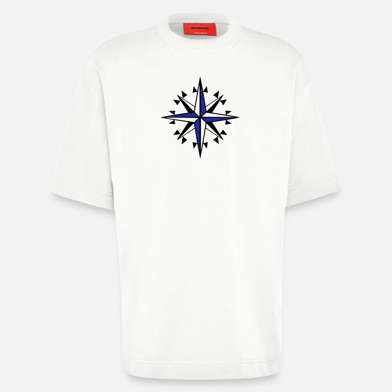 Kompass, Kompass, Windrose Segel - Heavyweight T-Shirt - made by SPREAD  - OFF WHITE