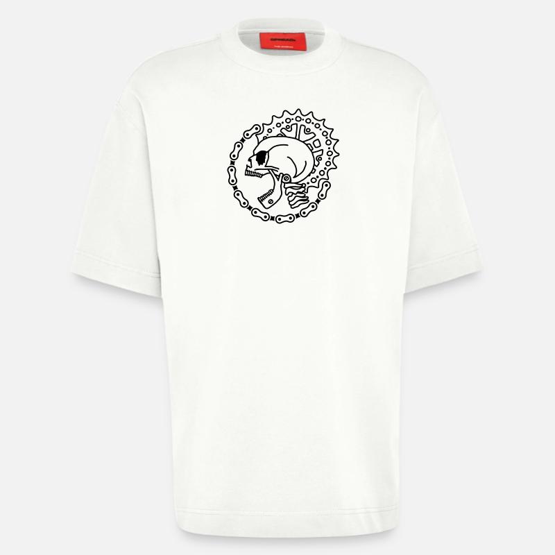 Skull Chain Punk - Black - Heavyweight T-Shirt - made by SPREAD  - OFF WHITE