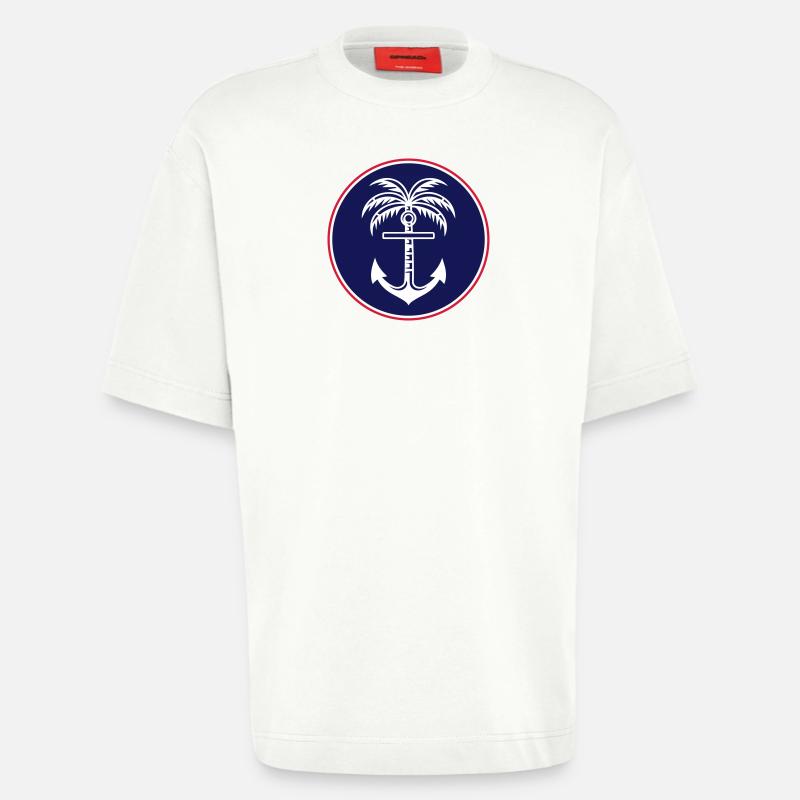 Icône d’ancre de palmier - T-shirt bio épais oversize fabriqué en UE - OFF WHITE