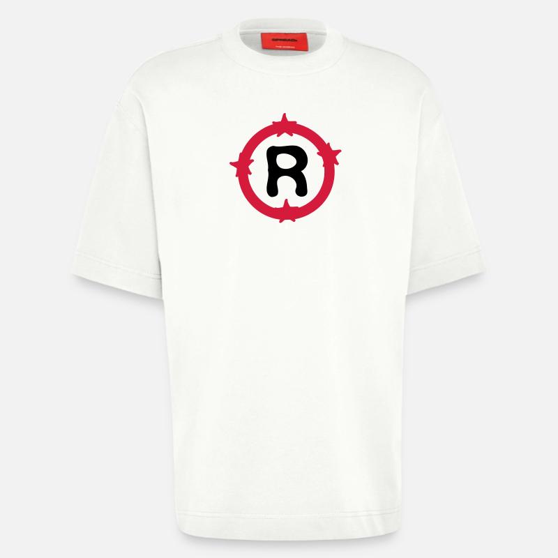 Letter R & Circle shapes pattern - Heavyweight T-Shirt - made by SPREAD  - OFF WHITE