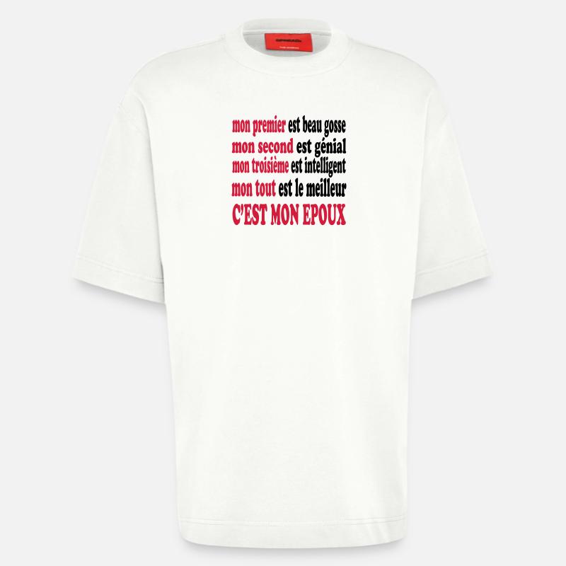 Mon EPOUX est beau - T-shirt bio épais oversize fabriqué en UE - OFF WHITE