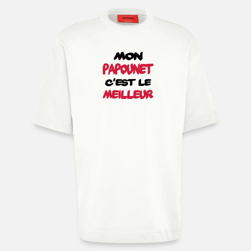 Mon papounet c'est le meilleur - T-shirt bio épais oversize fabriqué en UE - OFF WHITE