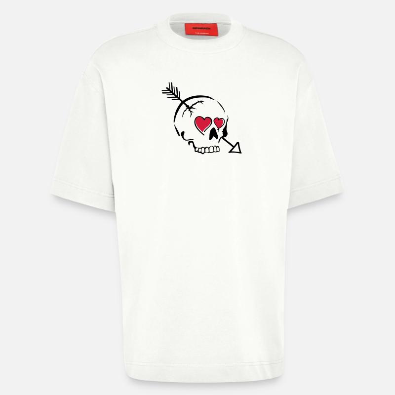 schädel pfeil herzen - Heavyweight T-Shirt - made by SPREAD  - OFF WHITE