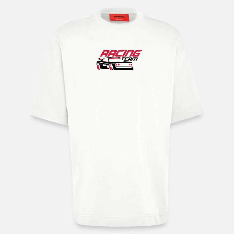 Voiture de l'équipe de course - T-shirt bio épais oversize fabriqué en UE - OFF WHITE