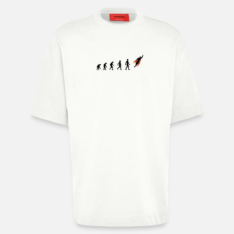 Evolution, super, held, Superhelden, darwin, - Heavyweight T-Shirt - made by SPREAD  - OFF WHITE