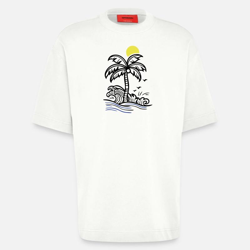 Palm Tree Holidays Beach Summer - Heavyweight T-Shirt - made by SPREAD  - OFF WHITE