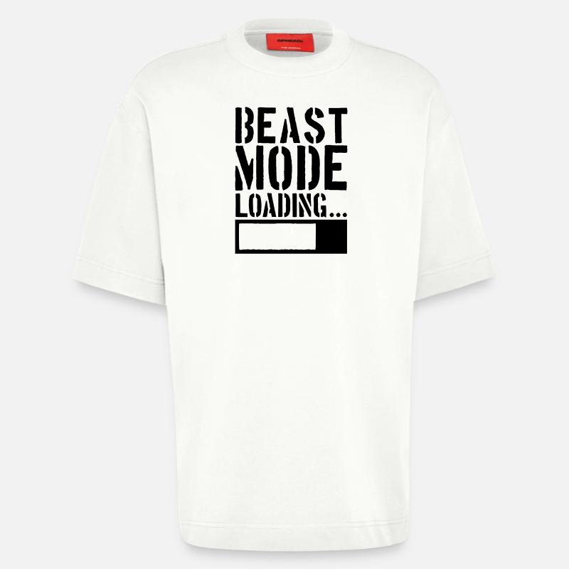 Caution Beast Mode Loading - T-shirt bio épais oversize fabriqué en UE - OFF WHITE