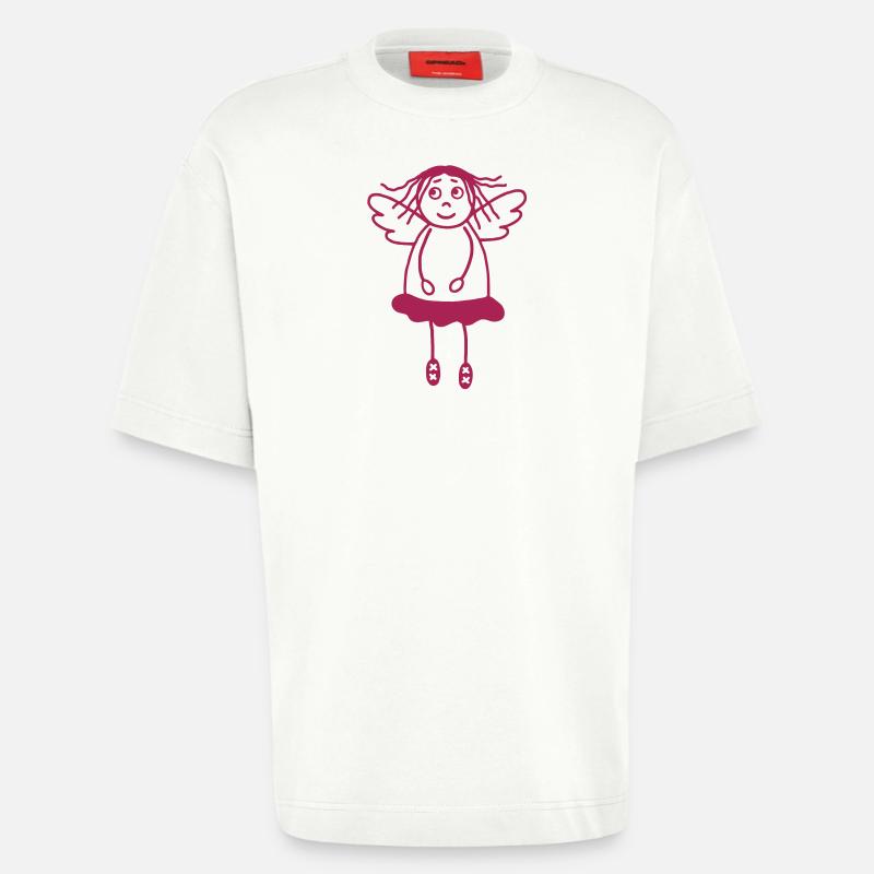 Ange gardien filles - T-shirt bio épais oversize fabriqué en UE - OFF WHITE
