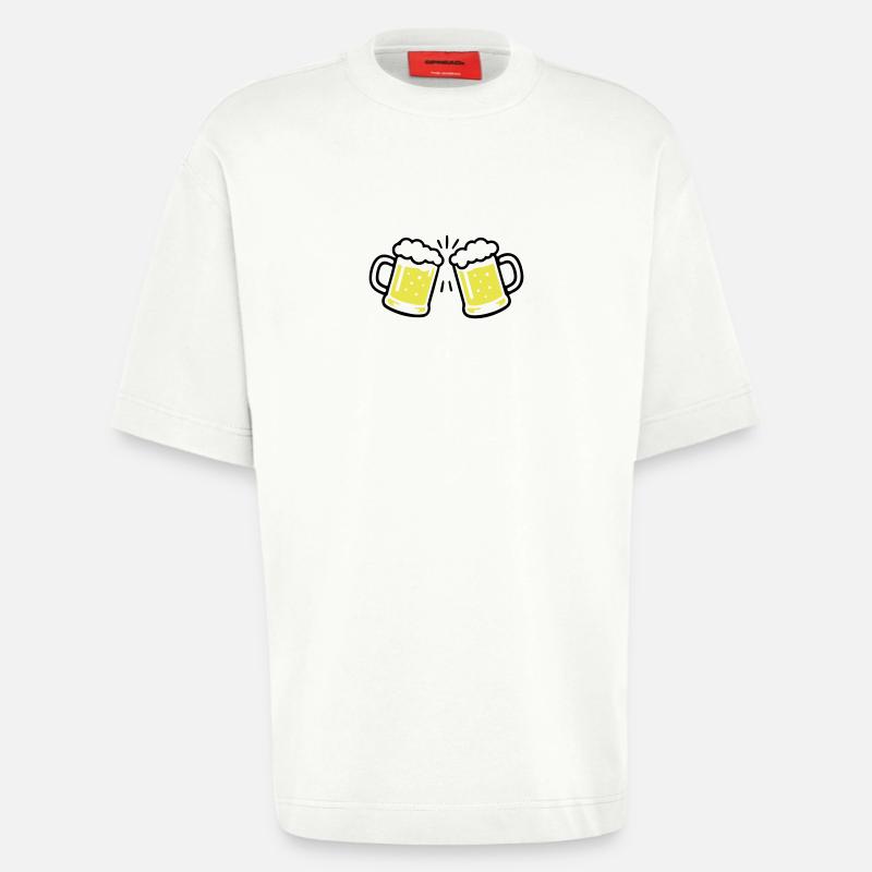 Bier Anstossen Prost - Heavyweight T-Shirt - made by SPREAD  - OFF WHITE