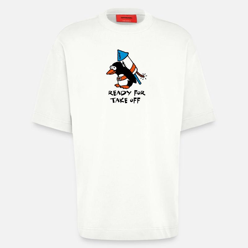 rocket_pinguin_white_c_3c - Heavyweight T-Shirt - made by SPREAD - OFF WHITE