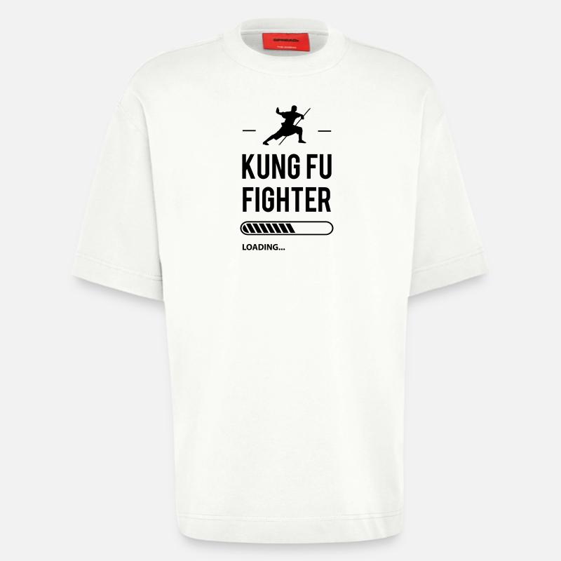 Kung-fu fighter loading - T-shirt bio épais oversize fabriqué en UE - OFF WHITE