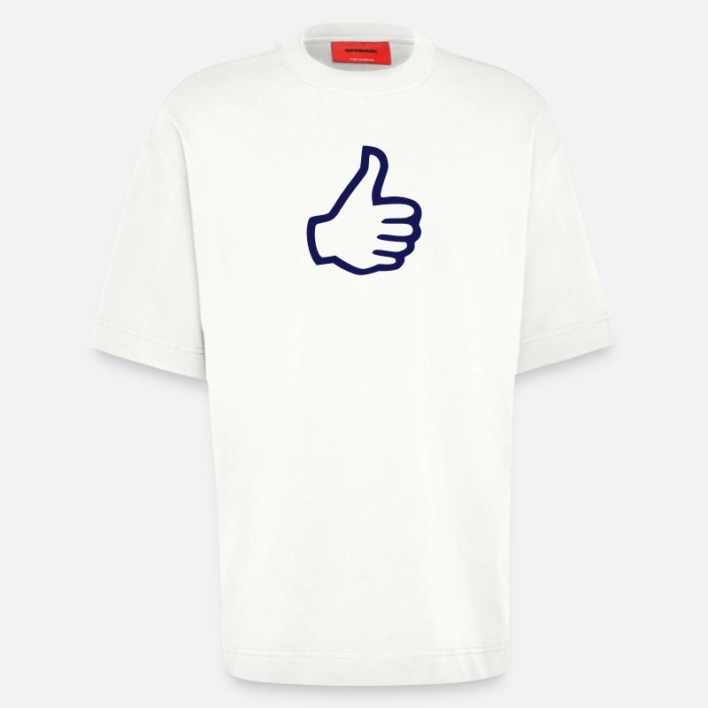 Thumbs Up Like comme - T-shirt bio épais oversize fabriqué en UE - OFF WHITE