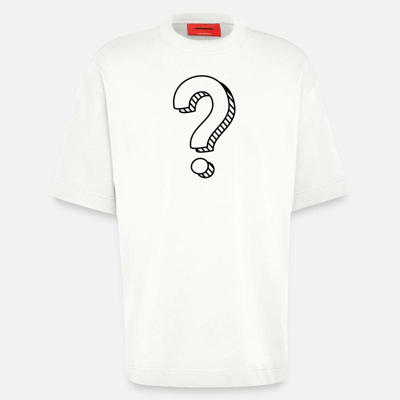 Fragezeichen mit Schatten einfarbig - Heavyweight T-Shirt - made by SPREAD  - OFF WHITE