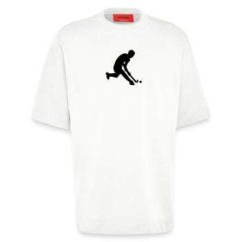 herrenhockey_1c - T-shirt bio épais oversize fabriqué en UE - OFF WHITE - Devant - Fiona (171cm)