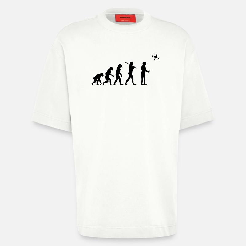 The drone evolution - T-shirt bio épais oversize fabriqué en UE - OFF WHITE