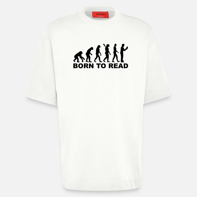 Evolution born to read - Heavyweight T-Shirt - made by SPREAD  - OFF WHITE