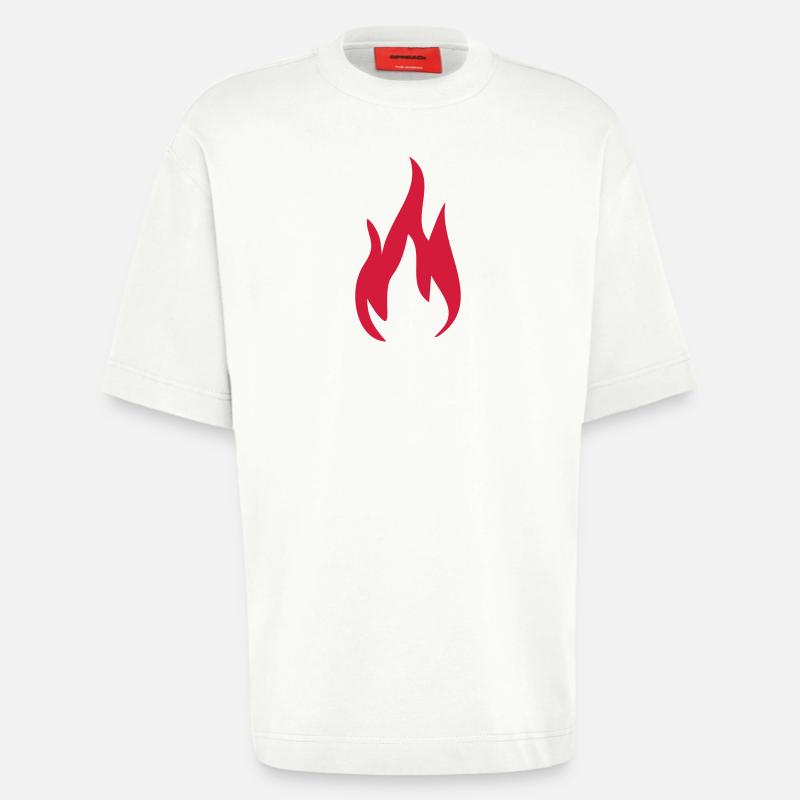 1c Fire Fire Fire - T-shirt bio épais oversize fabriqué en UE - OFF WHITE