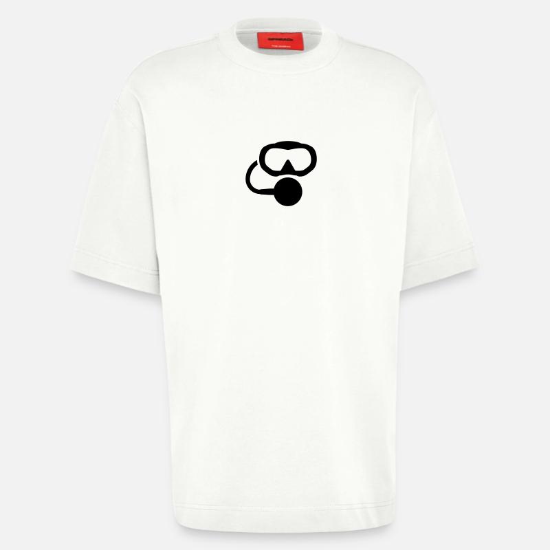 Logo de plongée sous-marine - T-shirt bio épais oversize fabriqué en UE - OFF WHITE