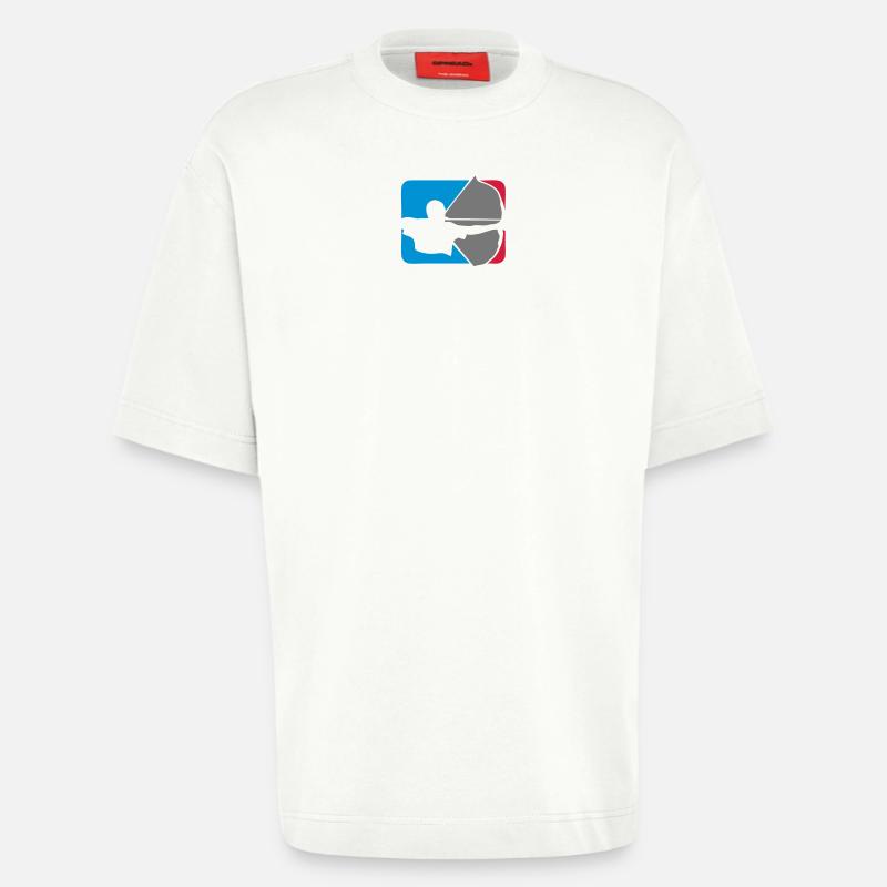 archery archery logo bogenschieben drapes - Heavyweight T-Shirt - made by SPREAD  - OFF WHITE