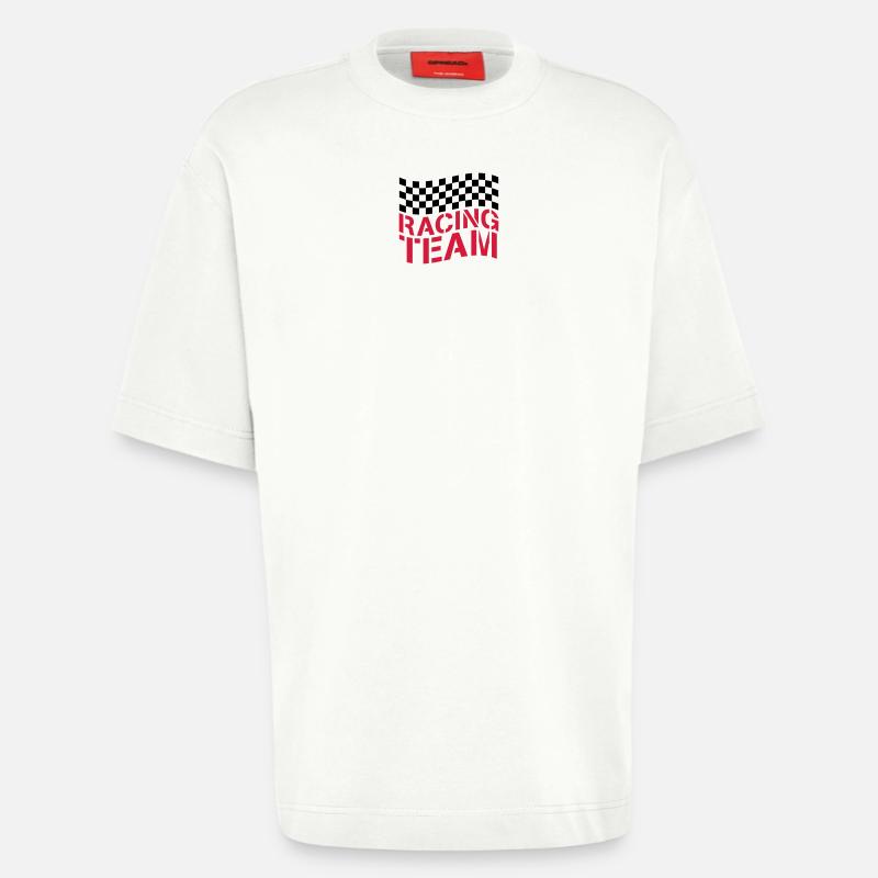 Conception de drapeau Racing Team - T-shirt bio épais oversize fabriqué en UE - OFF WHITE