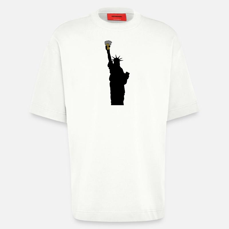 freiheitsstatue mit bierglas - Heavyweight T-Shirt - made by SPREAD  - OFF WHITE