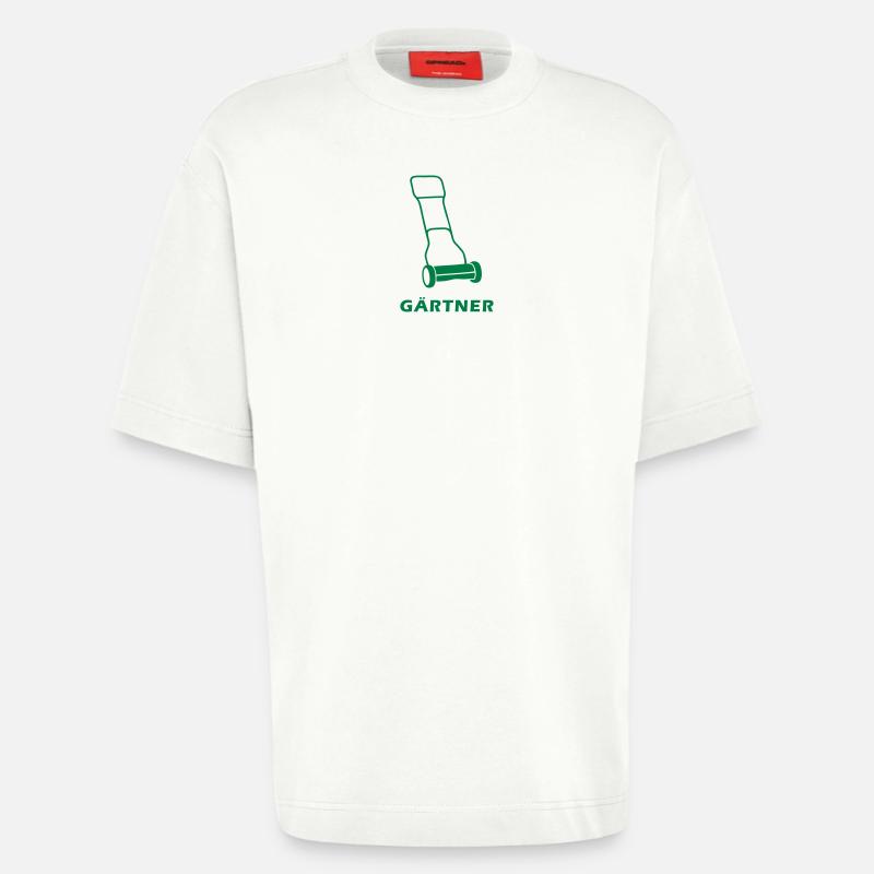 Gärtner mit Rasenmäher - Heavyweight T-Shirt - made by SPREAD  - OFF WHITE