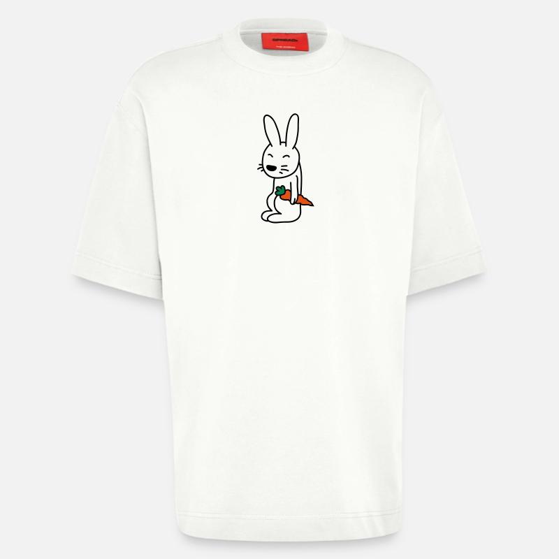 bunny_with_carrot - T-shirt bio épais oversize fabriqué en UE - OFF WHITE