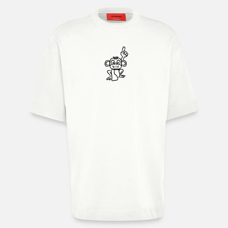 monkey funny forefinger - Heavyweight T-Shirt - made by SPREAD - OFF WHITE