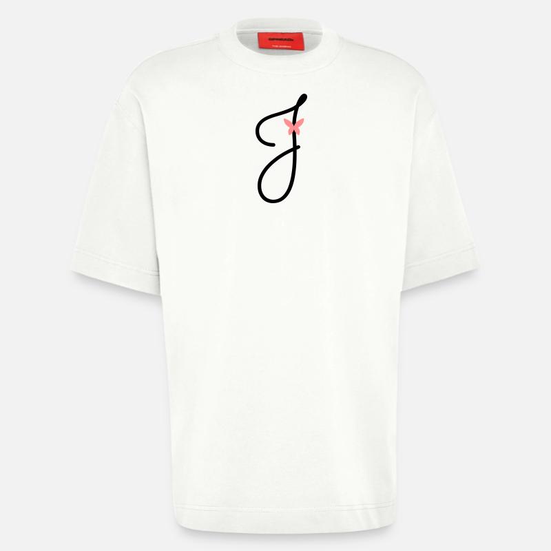 Buchstabe J Schmetterlingsbuchstabe - Heavyweight T-Shirt - made by SPREAD  - OFF WHITE
