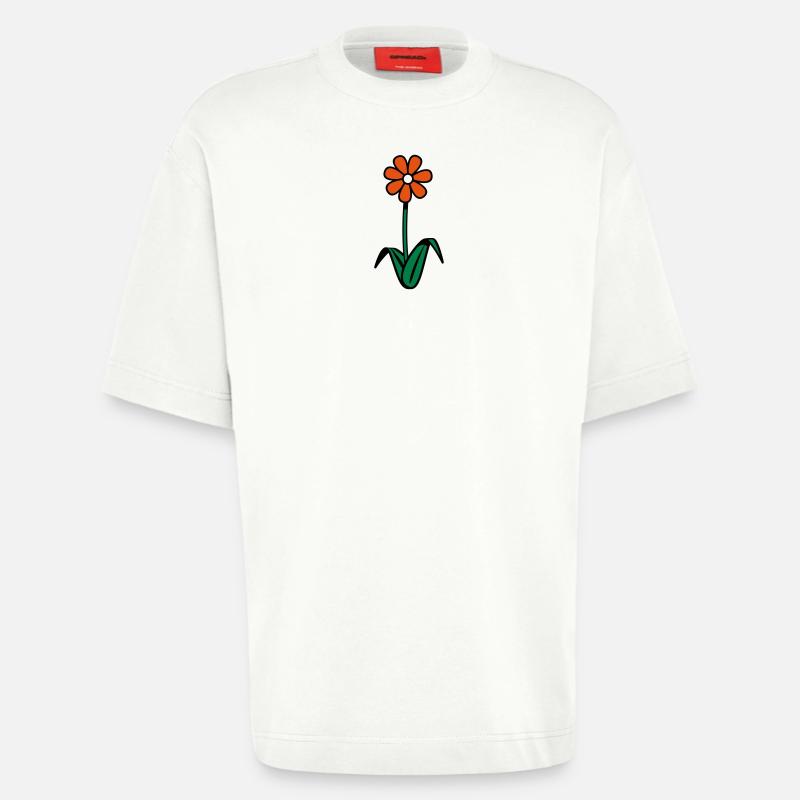 une fleur - T-shirt bio épais oversize fabriqué en UE - OFF WHITE