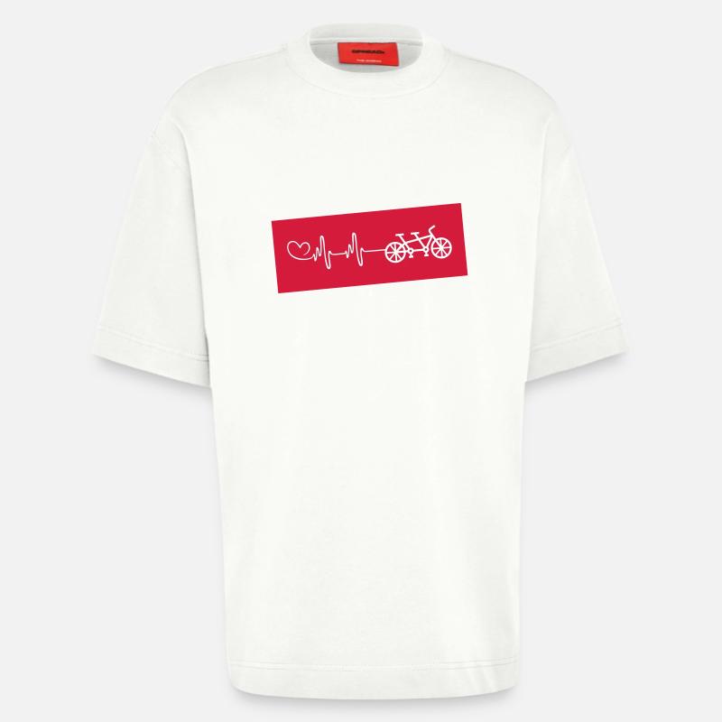 Vélo tandem cœur de pouls - T-shirt bio épais oversize fabriqué en UE - OFF WHITE